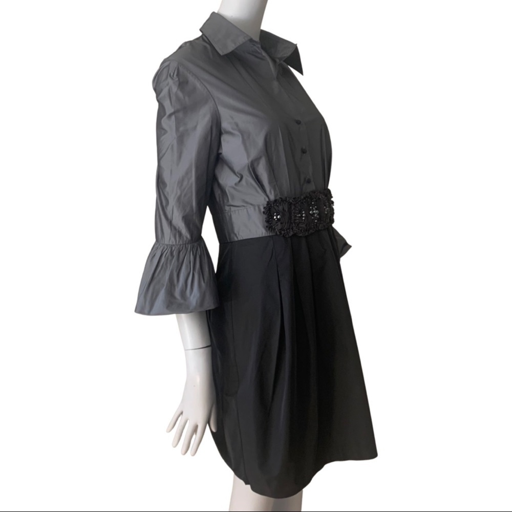 BCBGMAXAZRIA Natasha Embellished Bell Sleeve Taffeta Dress Party - Picture 11 of 16